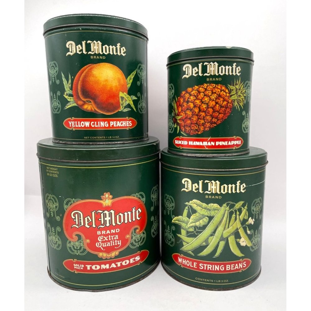 Vtg. Del-Monte Canister Set of 4 Advertising Premium